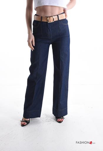 Jeans in Cotone con tasche con cintura con zip - ph 1
