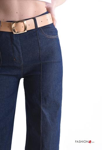 Jeans in Cotone con tasche con cintura con zip - ph 4