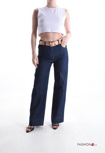 Jeans in Cotone con tasche con cintura con zip - ph 5
