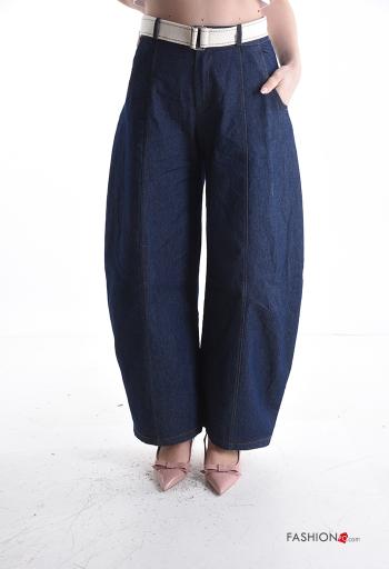 Jeans in Cotone con tasche con cintura con zip