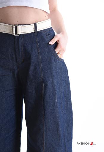 Jeans in Cotone con tasche con cintura con zip - ph 4