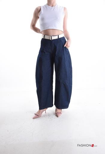 Jeans in Cotone con tasche con cintura con zip - ph 5