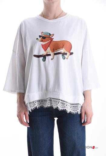 T-shirt em Algodão renda - ph 1