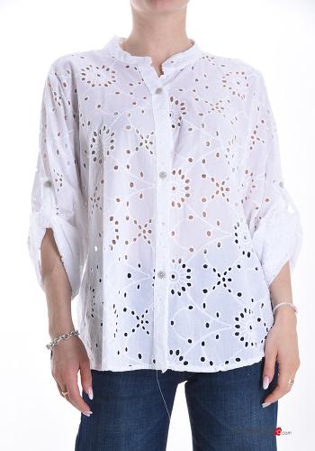 Chemise en Coton à boutons broderie anglaise - ph 1