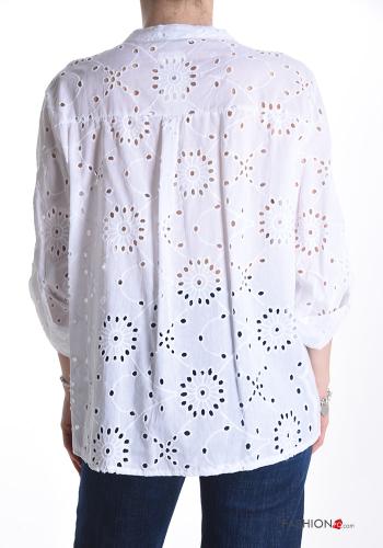 Chemise en Coton à boutons broderie anglaise - ph 2