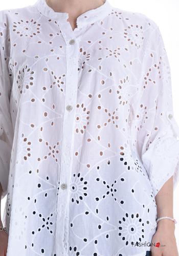 Chemise en Coton à boutons broderie anglaise - ph 4