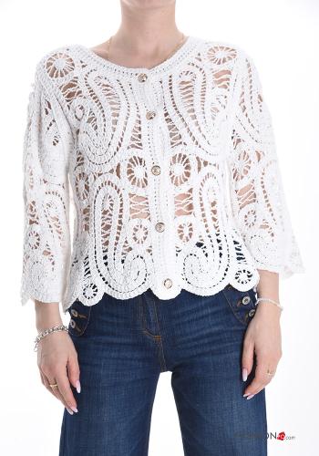 Veste en Coton à boutons broderie anglaise - ph 1