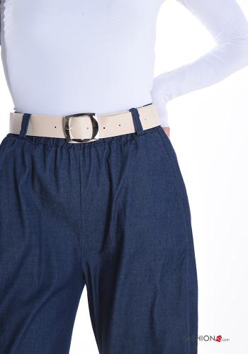Hose aus Baumwolle mit Gürtel mit Taschen - ph 4