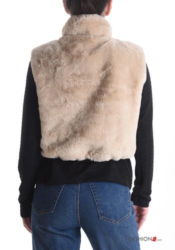 faux fur Gilet with pockets with zip - ph 2