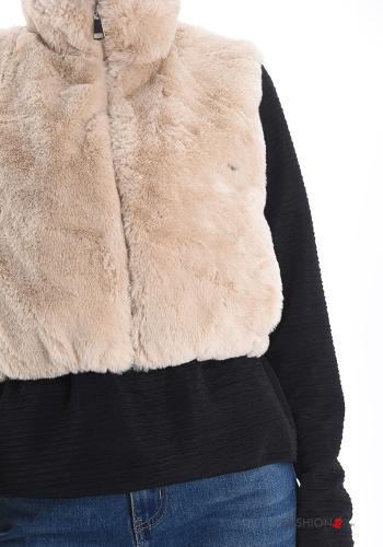 faux fur Gilet with pockets with zip - ph 4