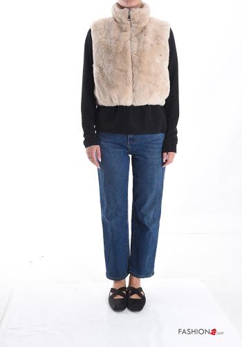 faux fur Gilet with pockets with zip - ph 5