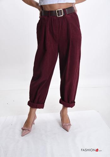 Cotton Trousers with belt with pockets