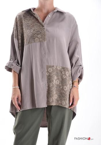 lace trim Shirt with buttons
