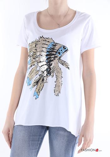 T-shirt in Cotone Fantasia stampata