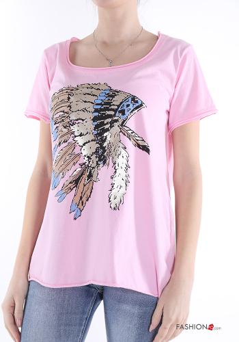 T-shirt in Cotone Fantasia stampata