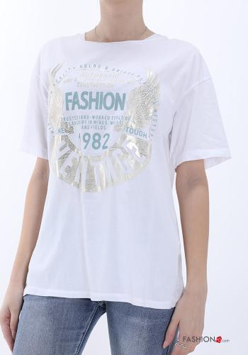 T-shirt in Cotone Fantasia stampata