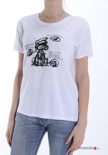 T-shirt in Cotone Fantasia stampata