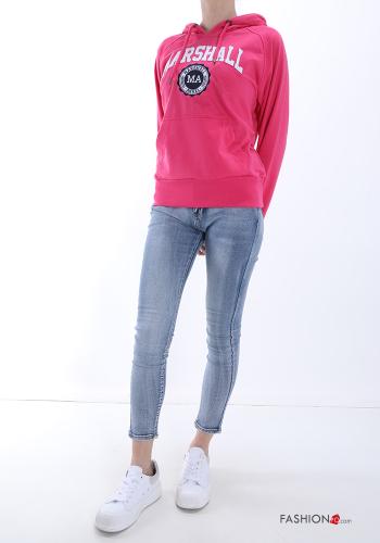 Felpa in Cotone Fantasia scritta con cappuccio - ph 5