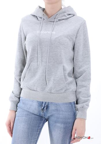 Felpa in Cotone con tasche con cappuccio