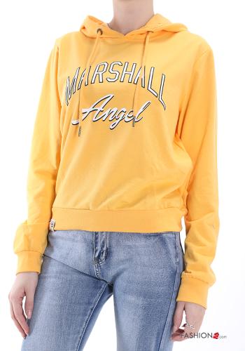 Aufschriftes Muster Sweatshirt aus Baumwolle mit Kapuze - ph 1
