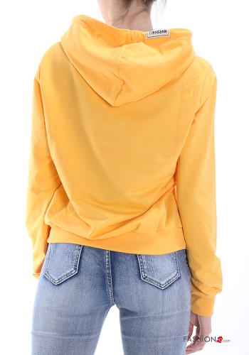 Aufschriftes Muster Sweatshirt aus Baumwolle mit Kapuze - ph 2