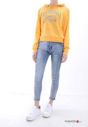 Aufschriftes Muster Sweatshirt aus Baumwolle mit Kapuze - ph 5