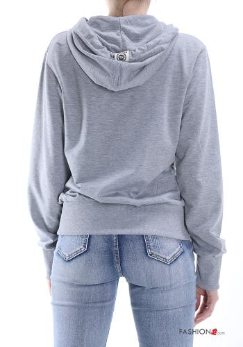 Felpa in Cotone con zip con tasche con cappuccio - ph 2