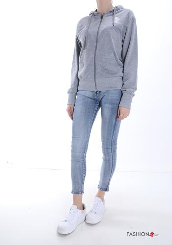 Felpa in Cotone con zip con tasche con cappuccio - ph 5