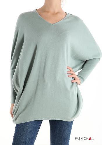 Maglione pizzo con fiocco scollo a V
