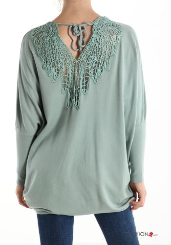 Maglione pizzo con fiocco scollo a V - ph 2