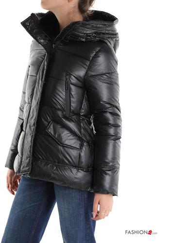 Puffer Jacket with buttons with pockets with hood with zip - ph 3