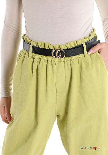 Hose aus Baumwolle mit Gürtel mit Taschen - ph 4