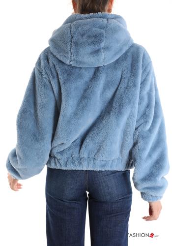 faux fur Jacket with pockets with hood with zip - ph 2