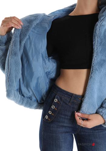 faux fur Jacket with pockets with hood with zip - ph 5