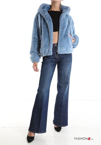 faux fur Jacket with pockets with hood with zip - ph 6
