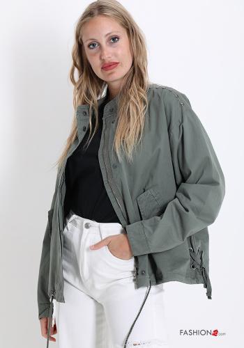 Veste en Coton à boutons avec fermeture éclair avec poches