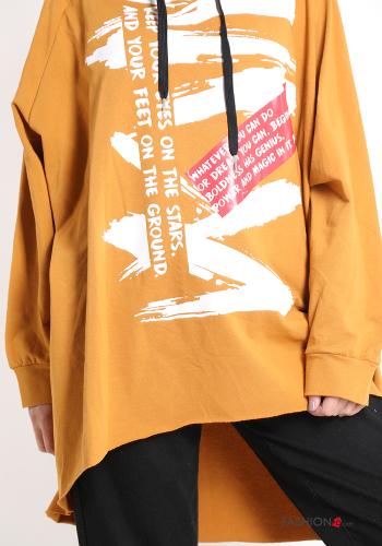 Patterned Cotton Sweatshirt with hood - ph 4