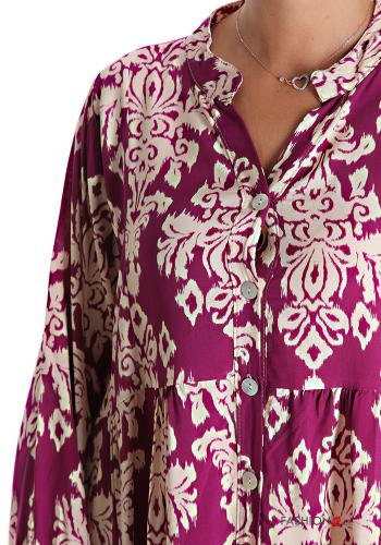 Patterned Dress with flounces with buttons - ph 4