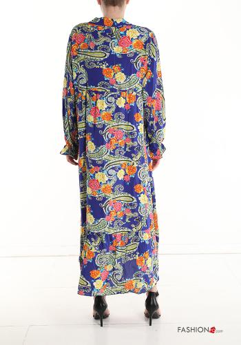 Abito in Cotone oversize lungo Fantasia jacquard scollo a V - ph 2