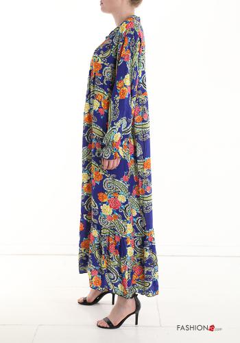 Abito in Cotone oversize lungo Fantasia jacquard scollo a V - ph 3