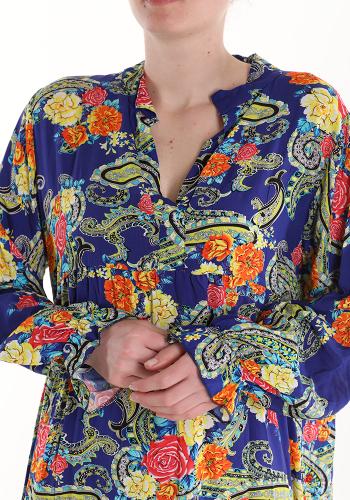 Abito in Cotone oversize lungo Fantasia jacquard scollo a V - ph 4