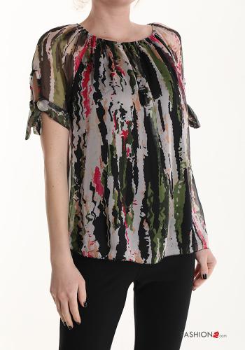 Multicoloured short sleeve Tunic with bow - ph 1