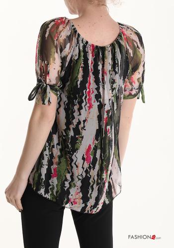 Multicoloured short sleeve Tunic with bow - ph 2