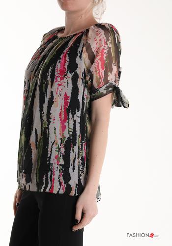 Multicoloured short sleeve Tunic with bow - ph 3