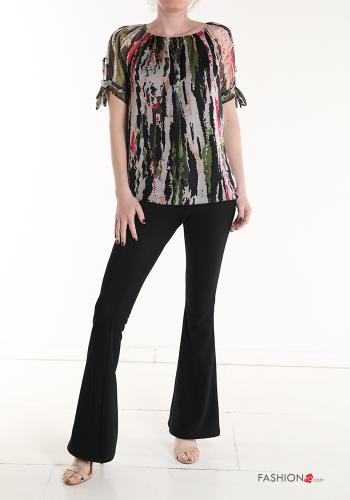 Multicoloured short sleeve Tunic with bow - ph 5