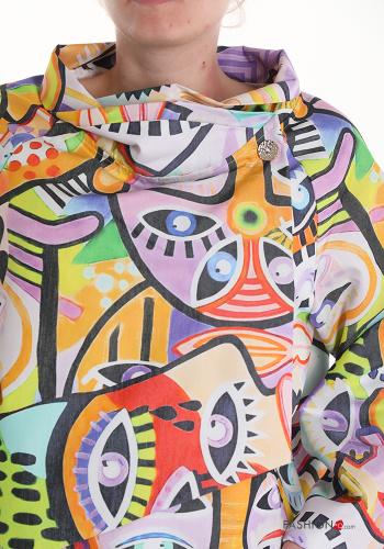Giacca in Cotone Fantasia astratta con bottoni - ph 4