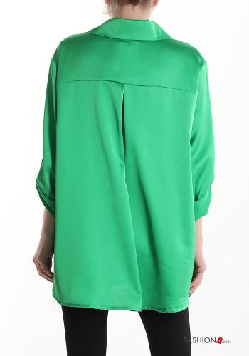Blusa raso con colletto scollo a V maniche a tre quarti - ph 2