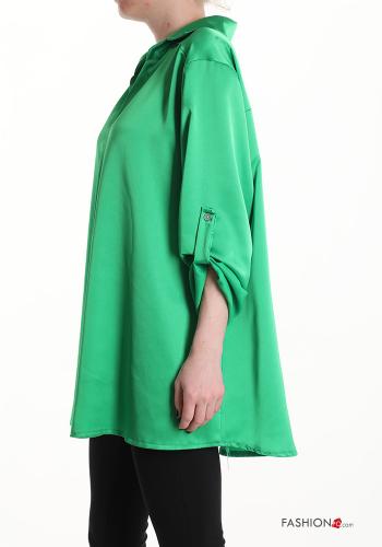 Blusa raso con colletto scollo a V maniche a tre quarti - ph 3