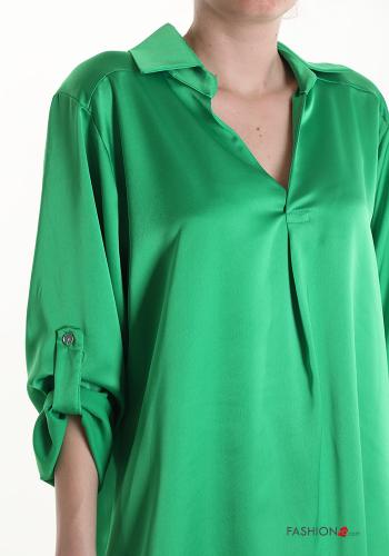 Blusa raso con colletto scollo a V maniche a tre quarti - ph 4