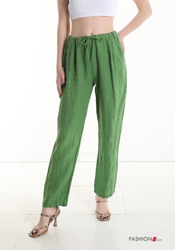 Linen Trousers with pockets with drawstring - ph 1